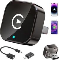 „2-in-1“ mini belaidis adapteris, skirtas „CarPlay“ ir „Android Auto“ sistemoms, 2016 m. ir vėlesnių metų automobiliams | Paverčia laidinį ryšį į belaidį, USB/Type-C, neperkaista, stabilus ryšys su automobiliu užmezgamas per 3–5 sekundes, skirtas „iOS 10+