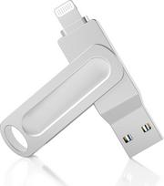 „3-in-1“ USB atmintinė „iPhone“ 512GB su „Type-C“ adapteriu – „MFi“ sertifikuota „Lightning“, USB A 3.0 ir USB-C „Photo Stick“ 360° pasukama metalinė išorinė atmintinė, skirta „iPhone 15/16/17“, „Android“, „iPad“, „Mac“ ir „PC“