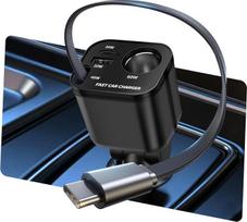 „4-in-1“ cigarečių degiklio USB-C skirstytuvas, 145 W automobilinis įkroviklis, 24/12 V automobilinis įkroviklis su ištraukiamu kabeliu, 2026 m. cigarečių degiklio skirstytuvas, mini USB adapteris, automobilinis greitojo įkrovimo lizdas, skirtas „iP15“, „
