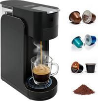 „4-in-1“ kapsulinis kavos aparatas, suderinamas su „Nespresso“, „DG“, „K-Cup“ kapsulėmis ir malta kava, 1450 W, 20 barų espreso aparatas su reguliuojamu kavos stiprumu