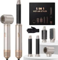 „5 in 1“ „Airstyler“ plaukų formavimo prietaisas, 3 greičio nustatymai, 1000 W šilto oro šepetys | Apvalus šepetys-džiovintuvas, automatinis garbanų formavimo prietaisas su oro srautu, plaukų džiovintuvas-šepetys, skirtas garbanoms, apimčiai, išlyginimui
