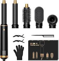 „5-in-1 Airstyler“ – daugiafunkcinis plaukų formavimo prietaisas su „Lonen“ plaukų džiovintuvu, automatiniu garbanų suktuku, šilto oro šepečiu ir tiesinimo šepečiu, skirtas garbanoms, apimčiai ir glotniems šukuosenoms namuose, kasdien ir kelionėse