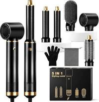 „5-in-1“ plaukų formavimo prietaisas, „Airstyler“ plaukų formavimo rinkinys su apvaliu šepečiu, plaukų džiovintuvu, šilto oro šepečiu ir automatiniu oro srauto garbanų suktuku
