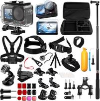 „51-in-1“ pilnas rinkinys, veiksmo kameros priedai, suderinami su „DJI Osmo Action 5 Pro/4/3“, įskaitant vandeniui atsparų dėklą, snorkelio priedus, tvirtinimo elementus, savitikrį, ekrano apsaugą ir dar daugiau