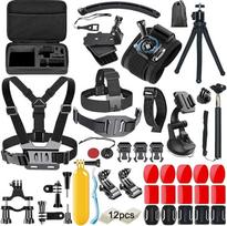 „58 in 1“ veiksmo kamerų priedų rinkinys, suderinamas su „GoPro Hero 11, 10, 9, 8, 7, 6, 5, 4“, „Max“, „Fusion“, „Session“, juodos ir sidabrinės spalvos modeliais, „Insta360“, „DJI“, „OSMO“, „SJCAM“, „APEMAN“ ir kt., naujas patobulintas trikojis