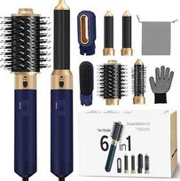 „6-in-1“ plaukų formavimo prietaisas, „Airstyler“ plaukų formavimo rinkinys, 1000 W, plaukų džiovintuvas su apvaliu šepečiu, šiltu oru veikiantis šepetys, automatinis oro garbanų suktuvas, plaukų tiesinimo šepetys, apimties suteikiantis šepetys, plaukų ti