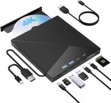 „7 in 1“ išorinis „Blu-ray“ įrenginys, 4K „Blu-ray“ įrašymo įrenginys su USB 3.0 Type-C jungtimi, nešiojamas „Blu-ray“ įrenginys, CD ir DVD įrašymo įrenginys, 3D BD grotuvas su SD/TF lizdais, optinis įrenginys, suderinamas su „Windows“ ir „macOS“ nešiojam
