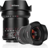 „7artisans“ 9 mm F5,6 pilno kadro 132° plačiakampis objektyvas, beveik be iškraipymų, mažiausias fokusavimo atstumas – 0,2 m, suderinamas su „Canon EOS-R“, „RED“, „EOS-R3“, „EOS-R5“, „EOS-R6“, „EOS-RP“, juodos spalvos