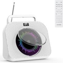 „9-in-1“ CD grotuvas su „Bluetooth“ radiju, garsiakalbiu, USB ir TF kortelių bei AUX atkūrimo palaikymu, žadintuvu, laikmačiu ir nuotolinio valdymo pultu, apsauginiu dangteliu, ekranu ir ausinių lizdu