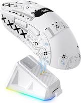„A.JAZZ“ x „Magic-Refiner R1“ žaidimų pelė su magnetine įkrovimo stotele, „PixArt PAW3311“ jutikliu, „BT“/2,4 GHz belaidžio ryšio ir laidinio ryšio funkcijomis bei ekranu, 25 000 DPI pelė, skirta biurui ir žaidėjams, balta