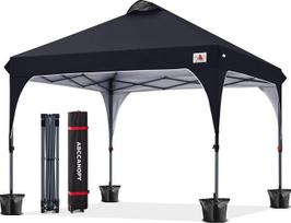 „Abccanopy“ 3 x 3 m pavėsinė – vandeniui atspari, greitai surenkama sodo pavėsinė, skirta festivaliams ir apsaugai nuo saulės lauke; itin kompaktiška pavėsinė su riedamuoju nešimo maišu; papildomai – 4 svorio maišeliai, 4 virvės ir 4 kuolai; juodos spalvo