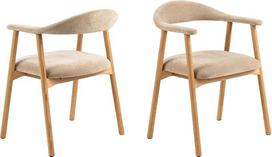 „AC Design Furniture“ valgomojo kėdė „Alva“ su porankiais, „Danny“ audiniu, smėlio spalvos, 3 alyvuoto ąžuolo rėmo, „Colli“, 2 vnt. rinkinys
