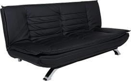 „AC Design Furniture“ „Jasper“ sofos-lovos matmenys: plotis 196 x aukštis 91 x gylis 96 cm, juoda dirbtinė oda (PU), chromuota
