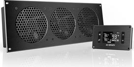 „AC Infinity AIRPLATE T9“ – tyli aušinimo ventiliatorių sistema su termostato valdymu, skirta namų kino teatro AV spintelėms