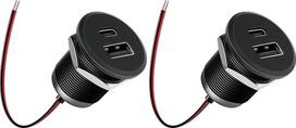 „acegoo“ USB-C lizdas, 12 V kempingo automobilio įkroviklis, pagamintas iš aliuminio, USB C tipo jungtis, PD 3.0, QC 3.0, automobilio lizdo montavimo adapteris, skirtas kempingo automobiliams, laivams, sunkvežimiams ir karavanams (mažas skydelis x 1) (2 v