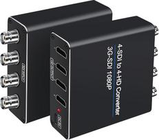 „ACHAVE“ SDI į HDMI vaizdo keitiklis, 4 SDI įėjimai ir 4 HDMI išėjimai, 4 įėjimai ir 4 išėjimai, juodos spalvos, palaiko įvairius formatus, HD-SDI/3G-SDI įėjimas, 1080P@60Hz skiriamoji geba, nuotolinis perdavimas