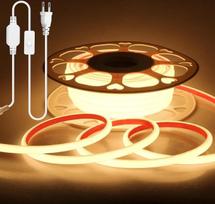 „Aclorol“ COB LED juosta, šilta balta, 230 V, 15 m, 3000 K, atspari vandeniui (IP67) | LED juosta su jungikliu ir 1,5 m ilgio jungiamuoju kabeliu, „plug & play“, skirta terasai, sodui, balkonui, automobilių stoginei, lauko apšvietimui
