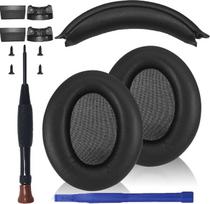„Adhiper“ atsarginės ausų pagalvėlės ir galvos lankas, skirti „Sony WH-1000XM3“ (WH1000XM3) ausinėms su triukšmo slopinimu, minkštos proteininės odos ausų pagalvėlės ir galvos lanko paminkštinimo apvalkalas su užspaudžiamu tvirtinimu, juodos spalvos
