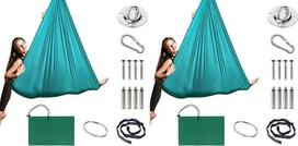 „Aerial Yoga“ hamako rinkinys, pakabinama jogos kėdė-sūpynės (žalia) 1,5 × 1,4 m, maksimali apkrova 200 kg, komplekte yra karabinas, tvirtinimo detalės, vinys ir kiti priedai, idealiai tinka pratimams