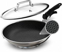 „AEWHALE“ 1500 W elektrinė keptuvė, nelipni nerūdijančio plieno „wok“ keptuvė