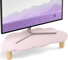 „AFOOYO“ monitoriaus stovas, debesies formos, medinis, kompiuterio monitoriaus stovas, monitoriaus pakėlėjas, universalus stalų organizatorius, skirtas kompiuteriui, nešiojamajam kompiuteriui, spausdintuvui, televizoriui, violetinės spalvos