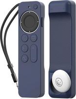 „AHASTYLE“ nuotolinio valdymo pultelio dėklas, skirtas „Apple TV Siri Remote Control 4K 2021“ su „AirTag“ laikikliu (AirTag į komplektą neįeina), visiškai apsaugantis silikoninis dėklas, skirtas „Apple TV 4K 2021“ ir „AirTag“ (vidurnakčio mėlyna)