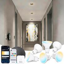 „Aigostar Mesh“ – 6,5 W GU10 „Alexa“ lemputė su „Bluetooth Mesh“ technologija, išmanioji lemputė, suderinama su „Alexa“, GU10 LED išmanioji lemputė, 555 LM, CCT (2700 K–6500 K), 6 vnt. (su „Bluetooth“ nuotolinio valdymo pultu ir šliuzu)