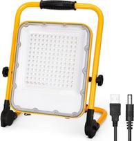 „Aigostar“ LED statybinis prožektorius su baterija, 100 W, įkraunamas darbo prožektorius su stovu, nešiojamas LED darbo prožektorius, IP65 atsparus vandeniui LED prožektorius, skirtas garažui, dirbtuvėms, stovyklavimui, avarinėms situacijoms, veiklai lauk