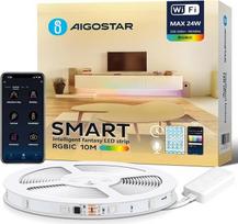 „Aigostar“ LED juosta „Alexa“, RGBIC, 10 m (30 LED/m), 24 W, LED juosta su segmentiniu valdymu, sinchronizavimu su muzika, išmanioji LED juosta spalvų kūrimui, kambariui, vakarėliams, savarankiškiems projektams, namų dekoravimui, žaidimams