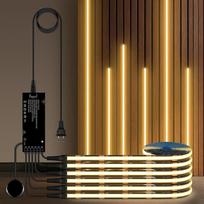 „AIMENGTE“ COB LED juosta, 1 m, 6 ritiniai, 12 V, šilta balta spalva, akustinės plokštės, pjaustoma COB LED juosta, su jutikliniais ir rankiniu judesio reguliatoriais, skirta vyno spintelėms, lentynoms, spintelėms