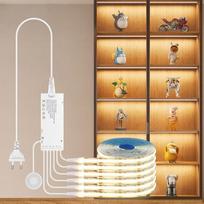 „AIMENGTE“ COB LED juosta, 1 m, 6 ritiniai, 12 V, šilta balta, skirta akustinėms plokštėms, pjaustoma COB LED juosta, su jutikliniais ir rankiniu gestu valdomais dimeriais, skirta vyno spintelėms, lentynoms, spintoms, virtuvės apšvietimui