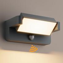 „Aipsun“ 24 W lauko sieninis šviestuvas su judesio jutikliu, antracito spalvos, 3000 K | 350° pasukamas LED skydelis, 1500 lm, IP65 atsparumas vandeniui, aliuminis + PC, šiltos baltos spalvos lauko sieninis šviestuvas, skirtas terasai, įėjimui, sodui