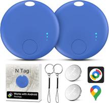 „Air Tracker“ „Android“, 2 vnt. išmaniųjų žymių raktų ieškiklis, suderinamas su „Google Find Hub“ programa (tik „Android“), „Bluetooth“ raktų sekiklis, išmanusis sekiklis raktams, bagažui, lagaminams (mėlynos spalvos)