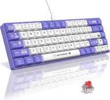 „Ajazz AK680“ 65 % laidinė mechaninė klaviatūra su „Hot-Swap“ funkcija – raudoni jungikliai / violetinė spalva | Nešiojama, 68 klavišų, visiškas „N-key rollover“, vaivorykštinis apšvietimas, programuojama, ergonomiška žaidimams / biurui / „MAC“ / „WIN“