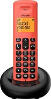 „Alcatel E160“ raudonas belaidis DECT telefonas su nepageidaujamų skambučių blokavimo funkcija, dideliu oranžiniu apšviestu ekranu, lengvai įskaitomu tekstu, klasikinių ir polifoninių skambėjimo tonų pasirinkimu