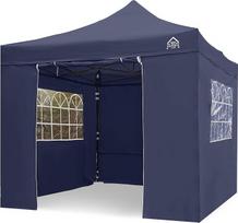 „All Seasons Gazebos“ 3 x 3 m visiškai vandeniui atspari sulankstoma pavėsinė su 4 aukštos kokybės šoniniais skydais – tamsiai mėlyna