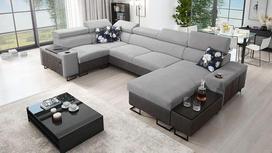 „All4All Mealani IV Maxi“ sofos su miego funkcija, baldai, sofa, kampinė sofa, šiuolaikinio stiliaus, sofa-lova su pufu, „Sfaeck“, „Living Landscape“, kampinė sofa, USB jungtis (Freya210.20+Tauro8207, dešinė pusė)