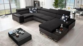 „All4All“ kampinė sofa „Melani IV Mini“ 335 x 205 x 170 cm, miego funkcija – lovos dėžė – U formos – sofa – kampinė sofa – sofa-lova – „Living Landscape“ – sofa - Minkštas sofos komplektas – „Freya 210.25+Tauro8207“ – dešinė pusė