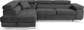 „Aller“ L formos kampinė sofa su miego funkcija ir daiktų dėže, spalva „Jasmine“, kairioji pufė (tamsiai pilka)