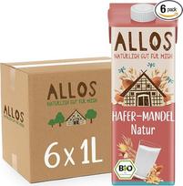 „Allos“ ekologiškas avižų ir migdolų gėrimas, nesaldintas, veganiškas pieno pakaitalas, 6 vnt. po 1 l | Avižos ir migdolai be pridėto cukraus, veganiškas ir be laktozės, puikiai tinka su javainiais ir kava