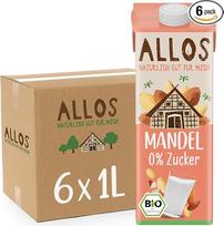 „Allos“ ekologiškas migdolų gėrimas be cukraus, veganiškas pieno pakaitalas, 6 vnt. po 1 l