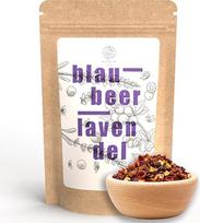 „Alpaca Tea“ vaisių arbatos mišinys, supakuotas į pakartotinai uždaromą pakuotę (mėlynės ir levandos, 500 g)