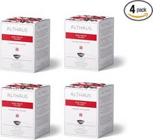 „Althaus Tea Red Fruit Flash“, 4 x 15 piramidės formos maišelių, aukščiausios kokybės arbata, piramidės formos birioji arbata, aromatizuota vaisinė arbata, vaisių užpilas piramidės formos arbatos maišeliuose, 4 vnt. rinkinys