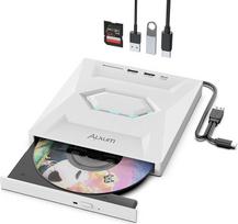 „Alxum“ išorinis CD/DVD įrenginys su USB 3.0 C jungtimi, SD/TF kortelių skaitytuvu ir įrašymo funkcija | DVD/CD skaitymas ir įrašymas. Įrengtas SD/TF kortelių skaitytuvas. Papildomas USB prievadas. „Plug & Play“. Suderinamas su „Windows“, „Linux“ ir „Mac