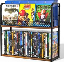 „Alyoen“ CD/DVD lentynėlė, CD laikiklis, CD ir DVD laikymo dėžutė su ekspoziciniu viršumi ir neslystančiais padėklais, medžio ir metalinio tinklelio sluoksnių dizainas, skirta muzikos mėgėjams, kolekcijai