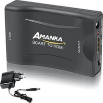 „AMANKA“ SCART–HDMI keitiklis: SCART įvestis, HDMI išvestis, kompozicinio vaizdo ir HD stereo garso adapteris su 5 V maitinimo šaltiniu, skirtas „Sky HD“, „Blu-ray“, DVD, televizoriui ir „PS3“ – juodos spalvos
