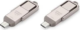 „Amazon Basics“ 128GB USB atmintinė su dviem jungtimis (USB-C ir USB-A), šampano sidabro spalvos (2 vnt. rinkinys)