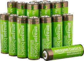„Amazon Basics“ 16 vnt. didelės talpos įkraunamų AA NiMH baterijų, 2400 mAh, 1,2 V, įkraunamų iki 400 kartų, iš anksto įkrautos