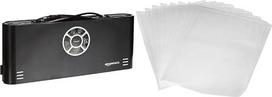 „Amazon Basics“ – vakuuminio pakavimo aparatas su 30 cm ilgio suvirinimo siūle + 10 juodų vakuuminių maišelių ir vakuuminių maišelių (22 cm x 30 cm), 50 vnt. pakuotė