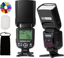 „AMBITFUL AF970“ fotoaparato blykstė „Speedlite“, skirta „Canon“, „Nikon“, „Sony“, „Olympus“, „Fuji“ ir „Panasonic“ fotoaparatams. 2,4 G belaidė blykstė, pakrovimo laikas 0,1–2,5 s, reguliuojama blykstės galvutė su LCD ekranu ir vieno kontakto „hotshoe“ j